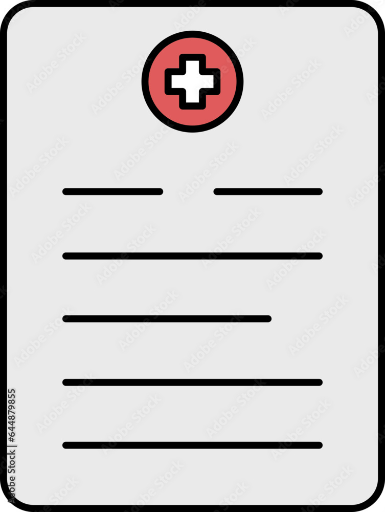 Medical Paper Flat Icon In Red And White Color. Medical Paper Flat Icon In Red And White Color.