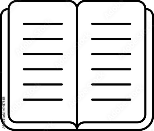 Open Book Black Thin Line Art Icon.