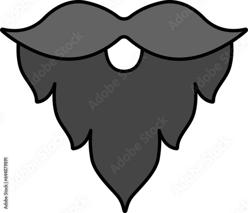 Mustache And Beard Flat Icon In Gray Color.