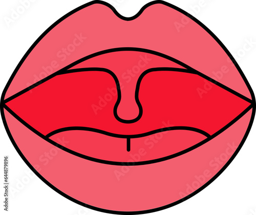 Flat Style Uvula Icon In Red Color.