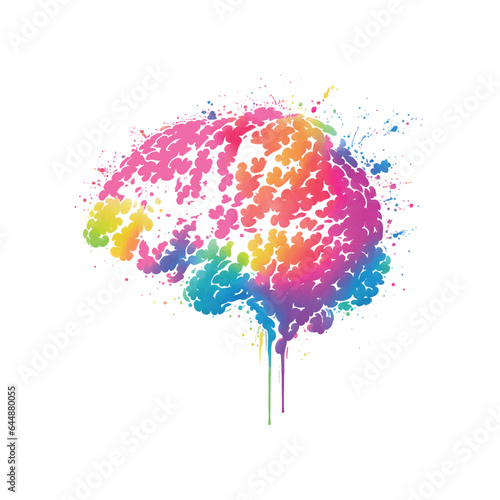 Human brain of colorful paint illustration