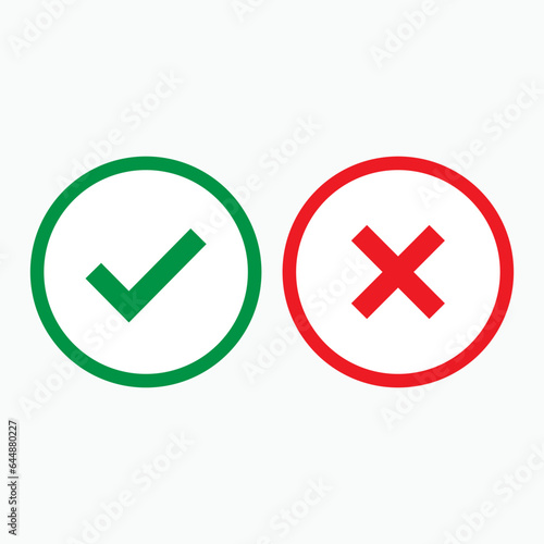 Check and Cross Mark Icon.  Option, Choice. Questionnaire, Vote Illustration. Applied as Trendy Symbol for Design Elements, Websites, Presentation and Application - Vector.    