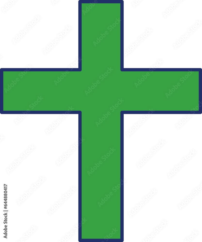 Flat Style Holy Cross Green Icon Or Symbol. Flat Style Holy Cross Green Icon Or Symbol.