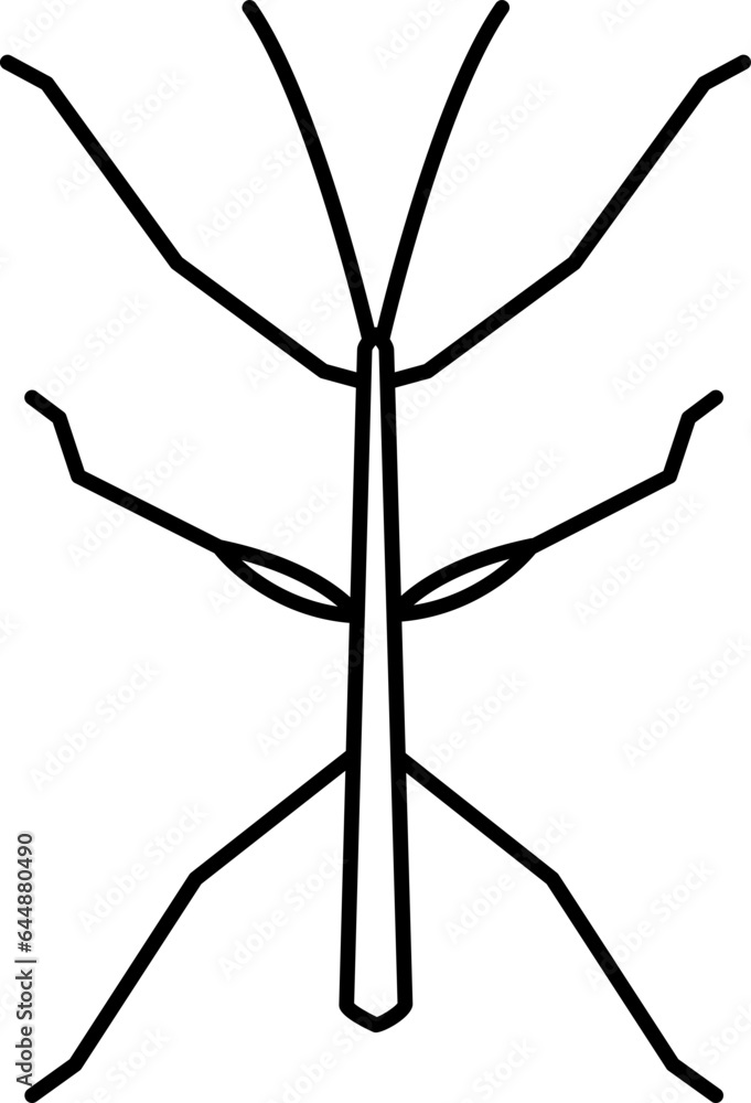 Black Line Art Illustration Of Stick Bug Icon. Black Line Art Illustration Of Stick Bug Icon.