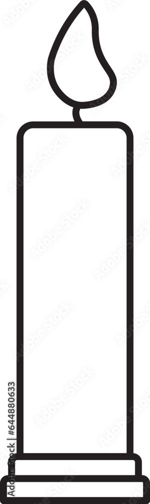 Isolated Burning Candle Black Linear Icon. Isolated Burning Candle Black Linear Icon.