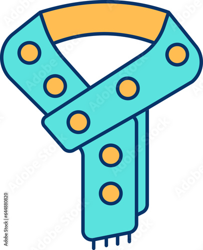 Isolated Scarf Icon In Orange And Turquoise Color.