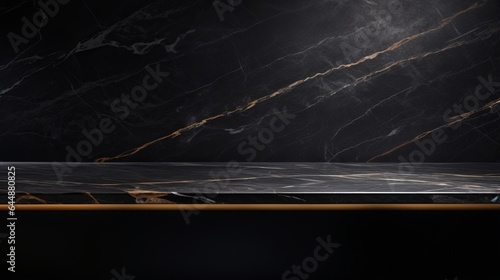 product display - luxurious black marble countertop with a stunning gold frame