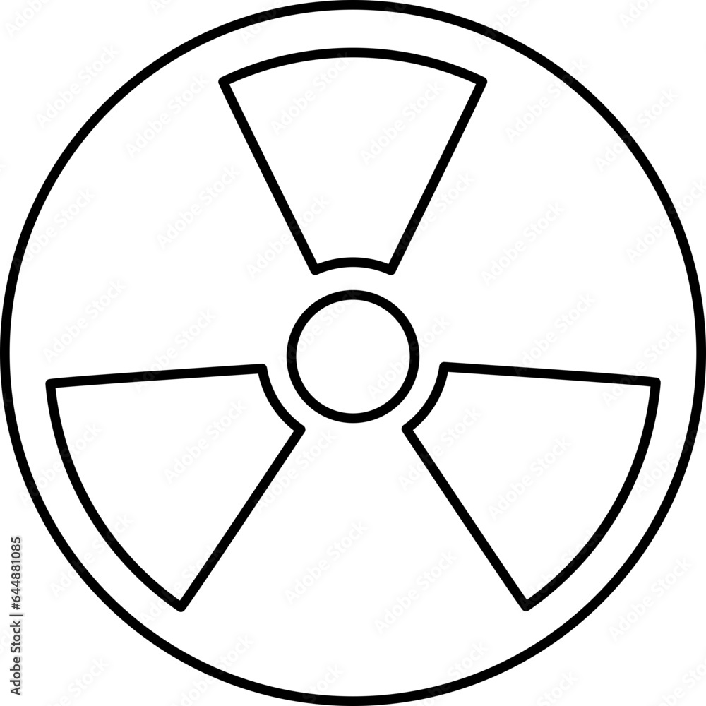 Isolated Nuclear Circle Icon In Black Outline. Isolated Nuclear Circle Icon In Black Outline.