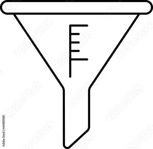 Isolated Measuring Funnel Icon In Thin Line Art.