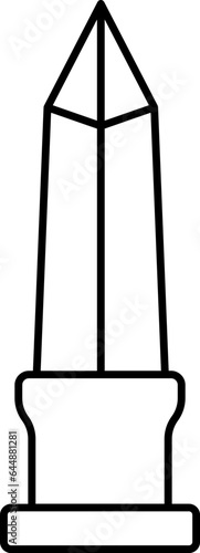 Black Line Art Obelisk Icon In Flat Style.