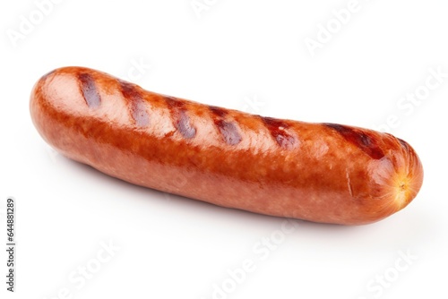 Grilled pork sausage, close-up, isolated on white background
