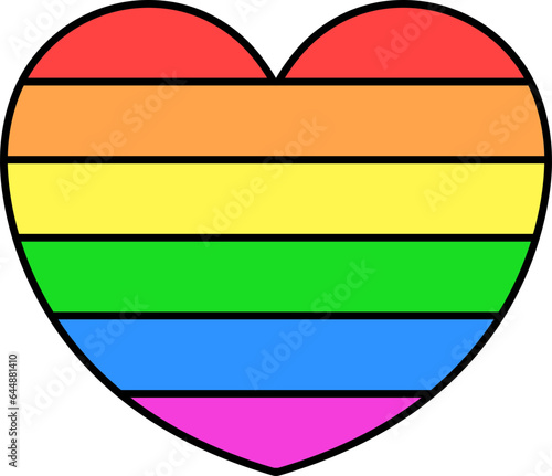 Rainbow Heart Flat Icon On White Background.