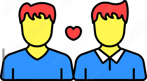 Cartoon Two Man With Heart Blue And Red Icon.