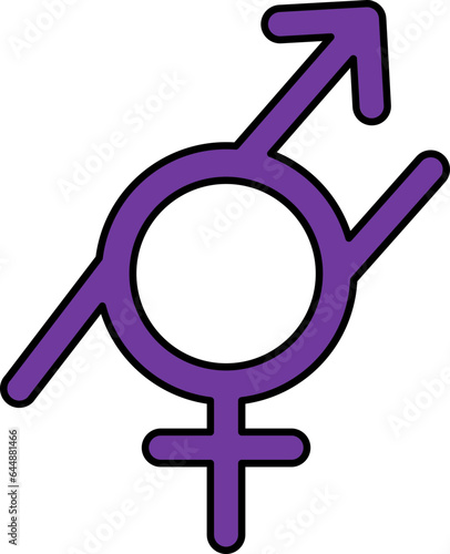 Gender Fluid Icon Or Symbol In Purple Color.