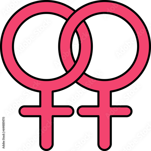 Two Female Gender Icon In Flat Style.