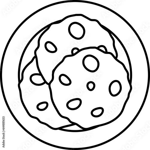 Butter On Makki Ki Roti (Flatbread) Plate Icon In Line Art.