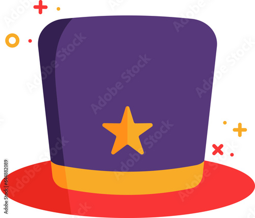 Flat Illustration Of Top Hat Icon.