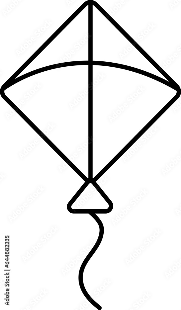 Isolated Kite Icon Icon In Black Line Art. Isolated Kite Icon Icon In Black Line Art.
