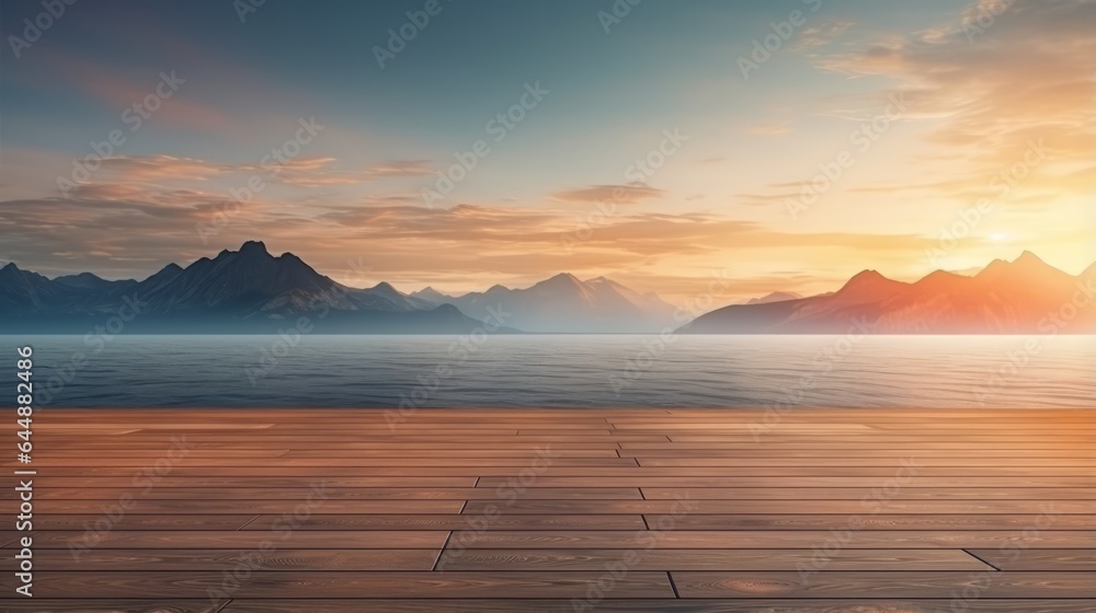 Photo of a stunning wooden floor bathed in the warm glow of a sunset