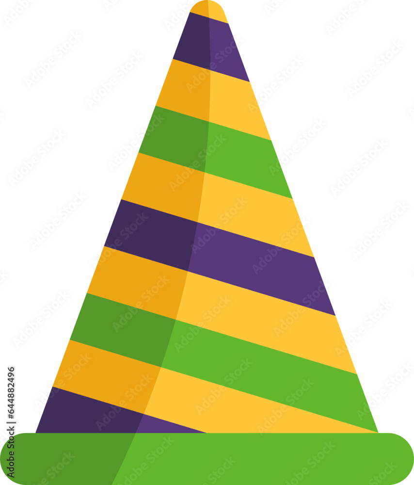 Strippy Party Hat Icon In Tricolor. Strippy Party Hat Icon In Tricolor.