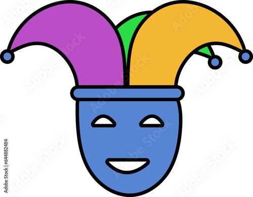 Jester Face Colorful Icon In Flat Style.