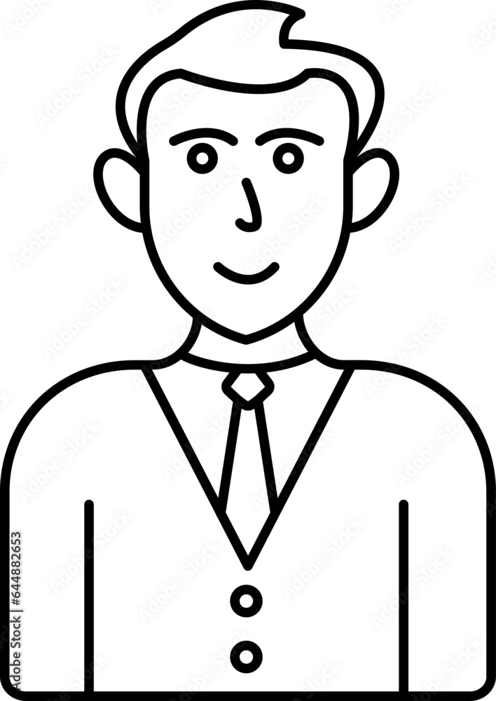 Student Or Businessman Cartoon Thin Linear Icon. Student Or Businessman Cartoon Thin Linear Icon.