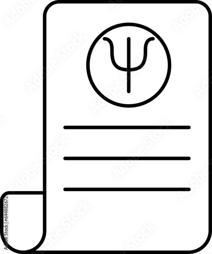 Psychology Paper Scroll Icon In Line Art.