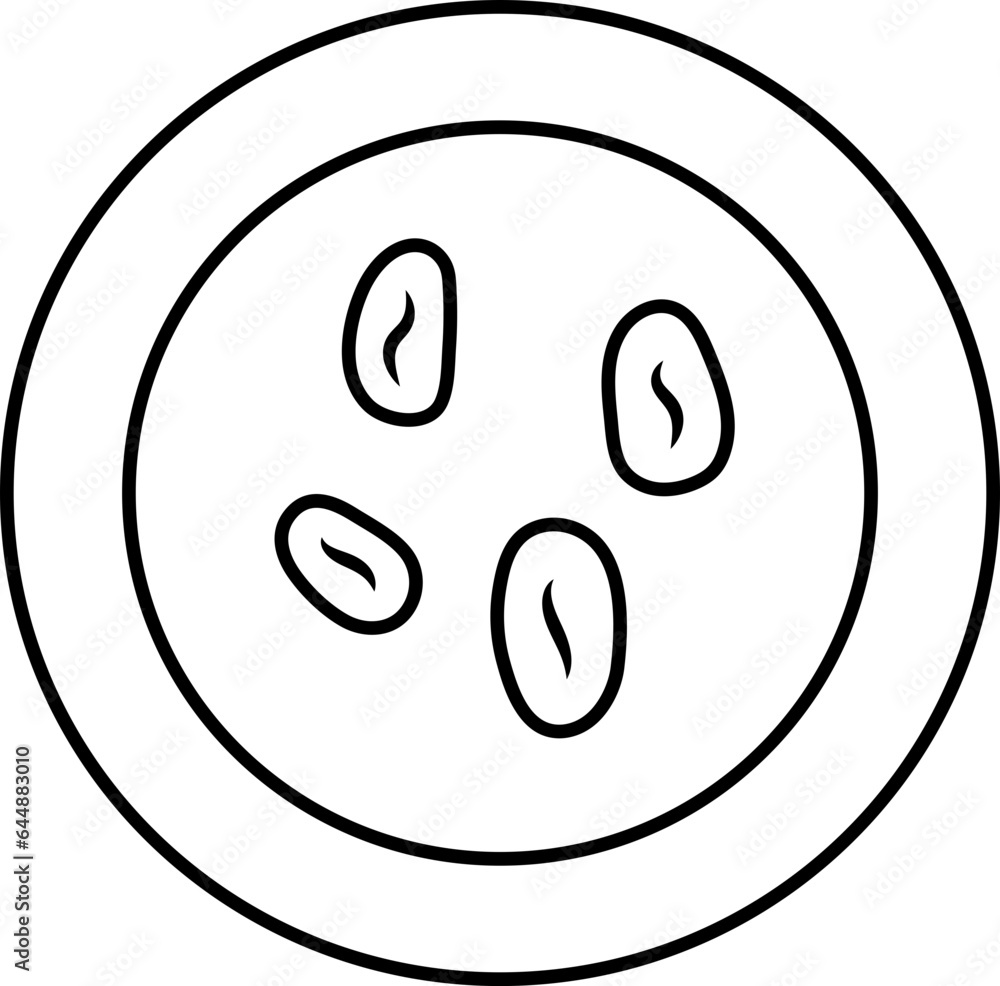 Red Dates Plate Close View Icon In Linear Style. Red Dates Plate Close View Icon In Linear Style.