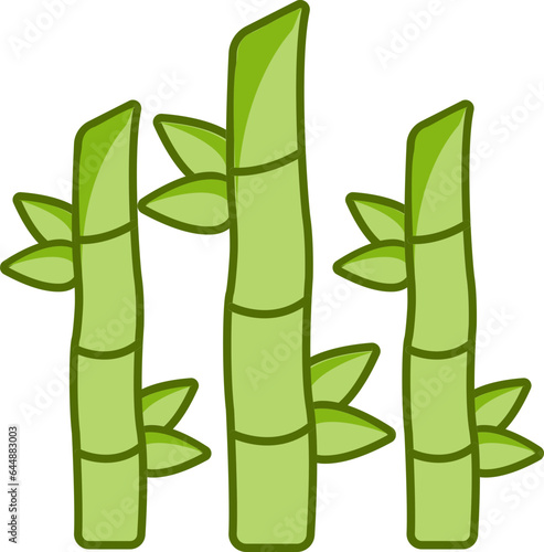 Isolated Green Bamboo Icon In Flat Style.