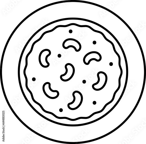 Close View Of Red Beans Paste On Plate Outline Icon.