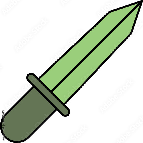Isolated Dagger Icon In Green Color.