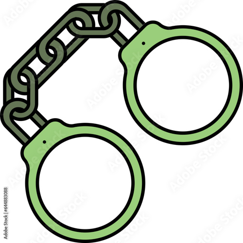 Isolated Handcuffs Icon In Green Color.