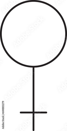 Black Line Art Of Female Gender Symbol Or Icon.