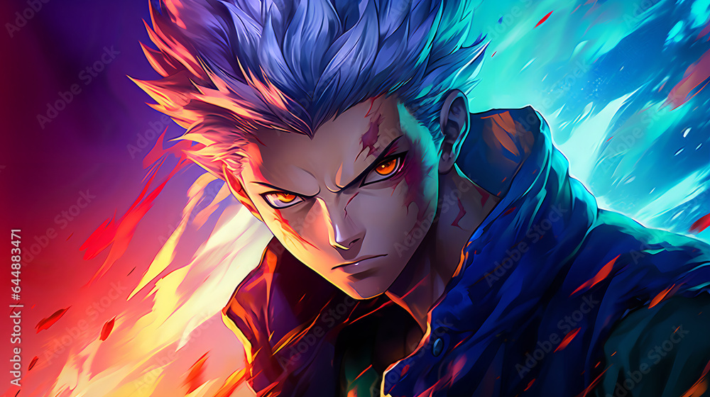 Fototapeta premium anime men legends style aggressive Generative AI