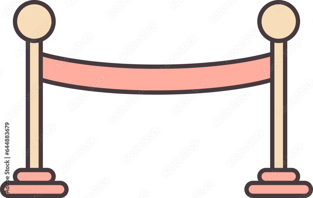 Flat Style Rope Barrier Peach Yellow And Red Icon. Flat Style Rope Barrier Peach Yellow And Red Icon.