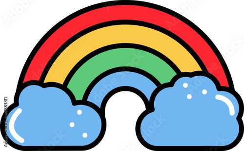 Colorful Rainbow Clouds Icon Or Symbol.