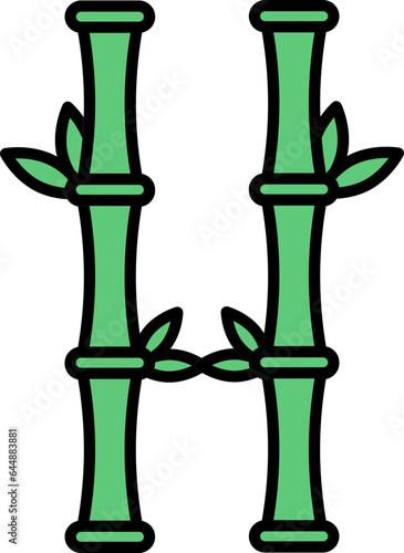 Flat Style Bamboo Icon In Green Color.