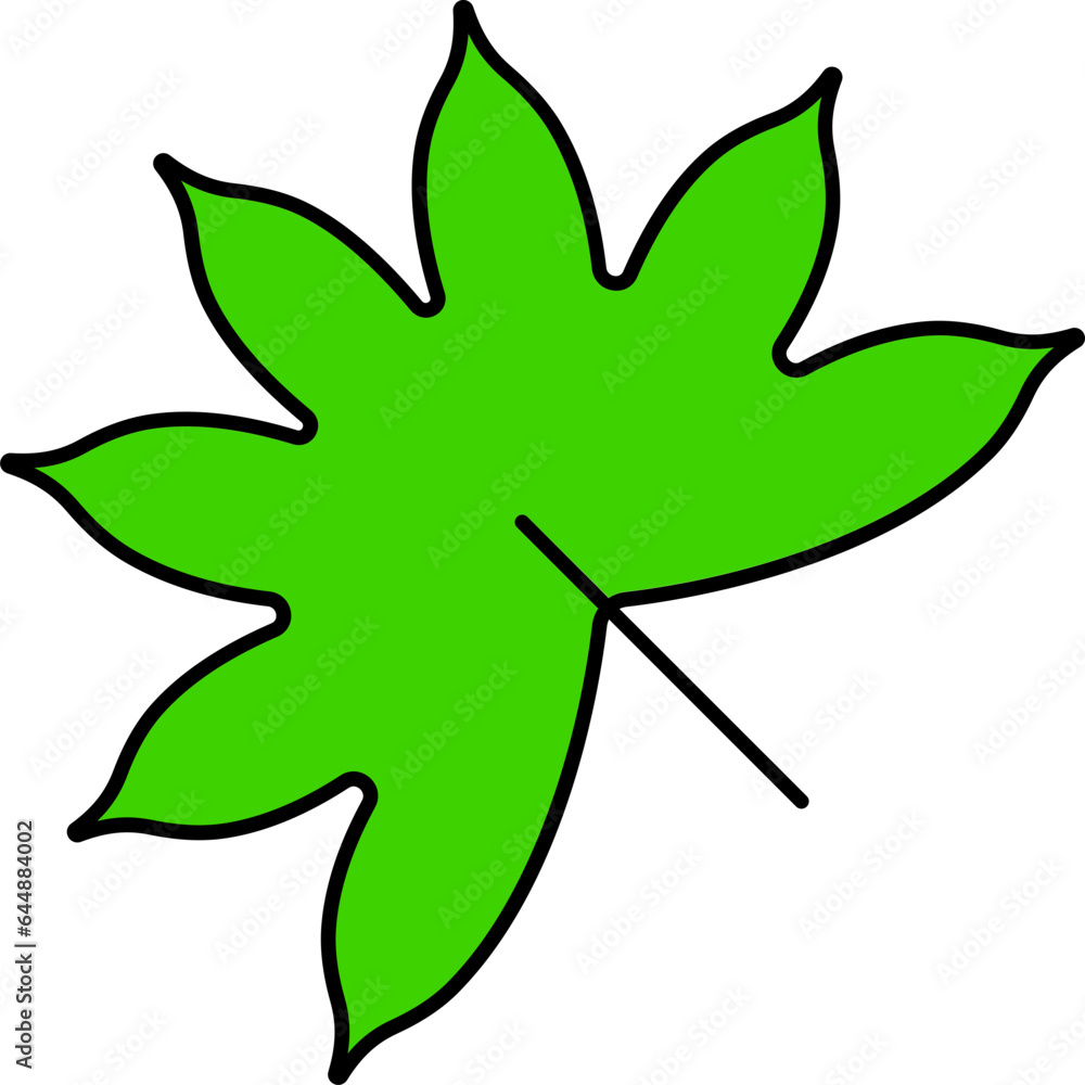 Flat Maple Leaf Icon In Green Color. Flat Maple Leaf Icon In Green Color.