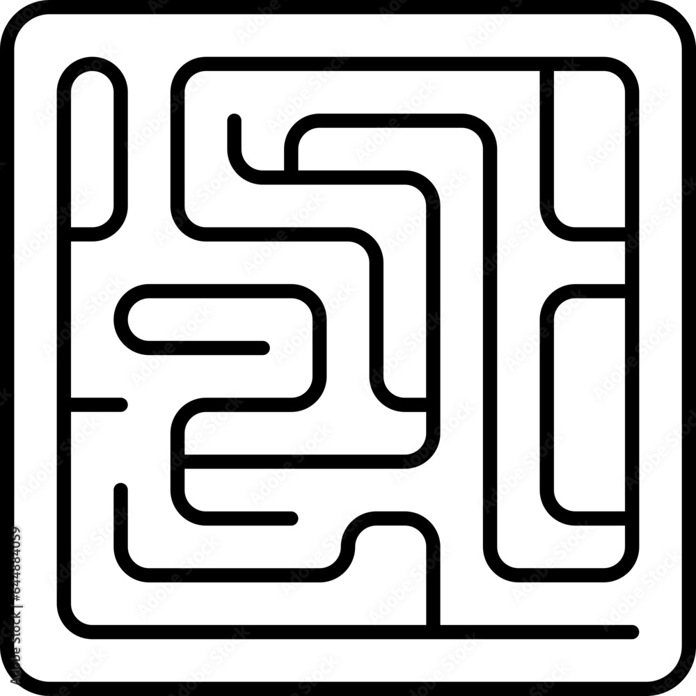 Black Outline Illustration Of Maze Icon. Black Outline Illustration Of Maze Icon.