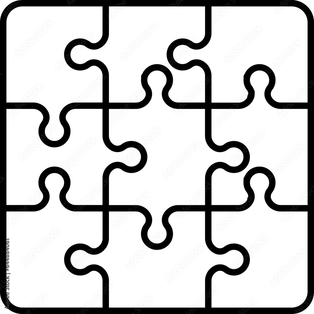 Jigsaw Puzzles Icon In Thin Line Art. Jigsaw Puzzles Icon In Thin Line Art.