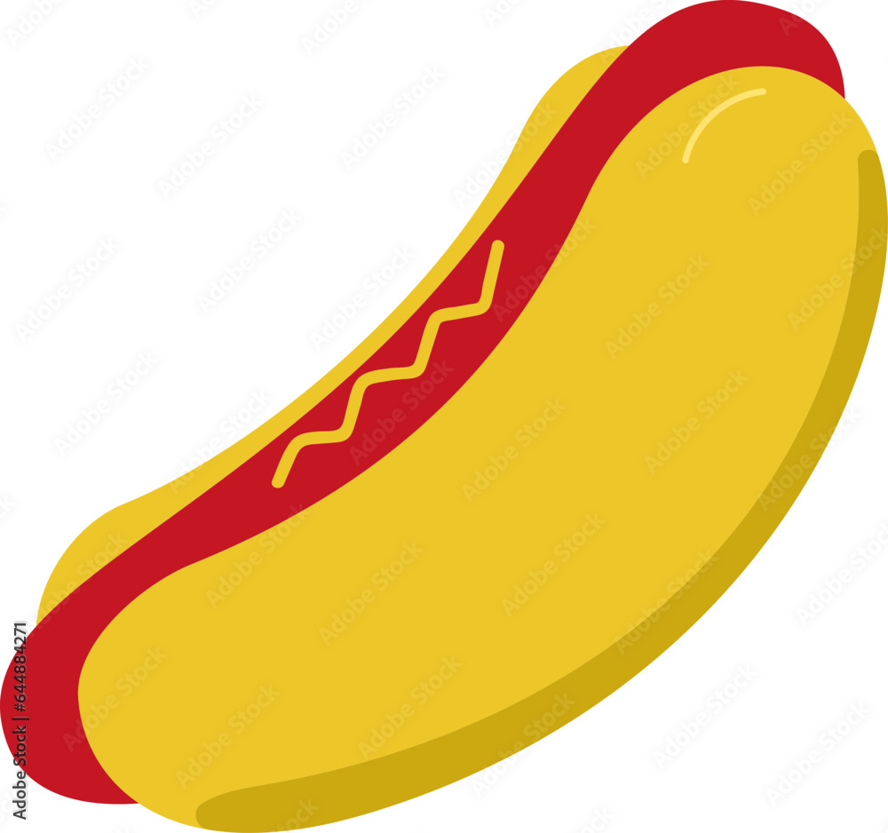 Isolated Hot Dog Yellow And Red Icon. Isolated Hot Dog Yellow And Red Icon.