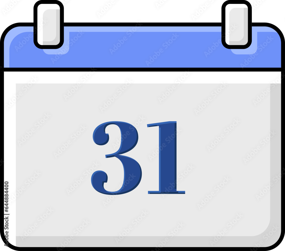 Illustration Of 31 Date Calender Icon In Flat Style. Illustration Of 31 Date Calender Icon In Flat Style.