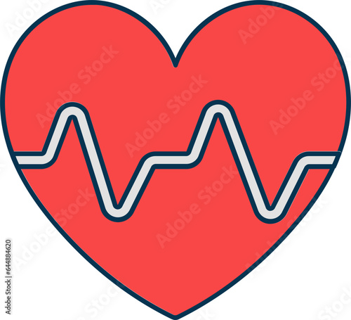 Heartbeat Icon Or Symbol In Red And White Color.