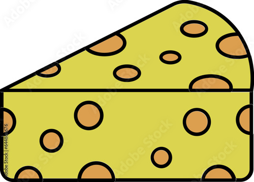 Cheese Piece Flat Icon In Green And Orange Color.