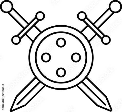 Isolated Shield Symbol Icon In Thin Line Art.