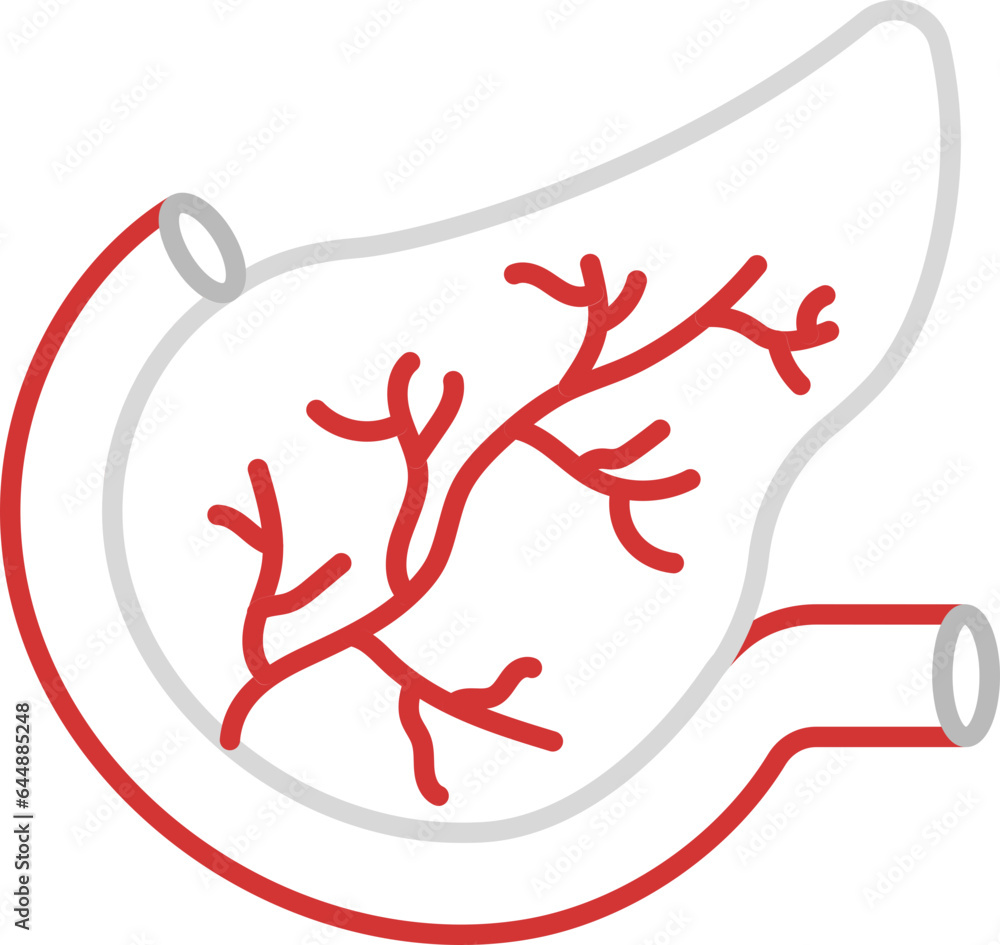 Red and Grey Pancreas Anatomy Outline Icon. Red and Grey Pancreas Anatomy Outline Icon.