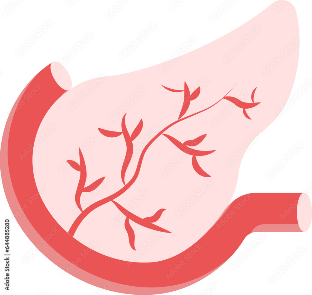 Obraz premium Flat Illustration Of Pancreas Anatomy Red Icon.