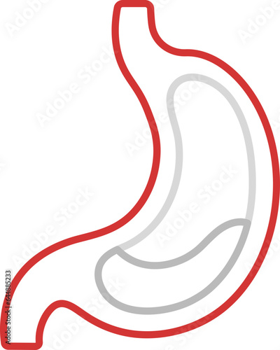Red And Grey Illustration Of Stomach Structure Linear Icon.