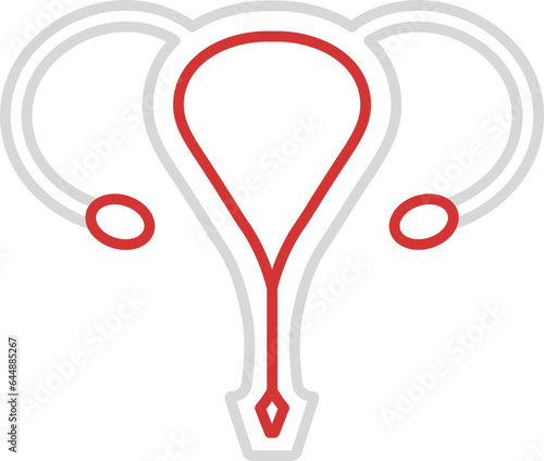 Red And Grey Thin Line art Of Ovary Anatomy Icon.