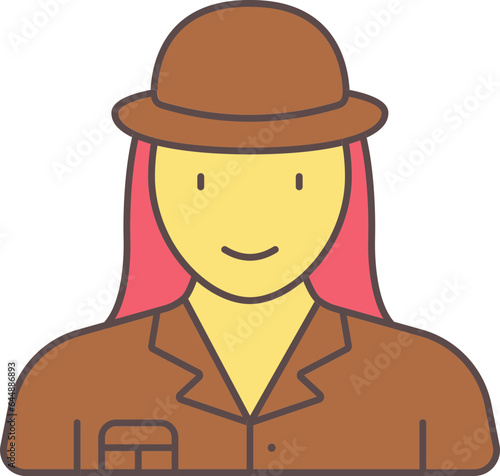 Woman Archeologist Cartoon Colorful Icon In Flat Style.